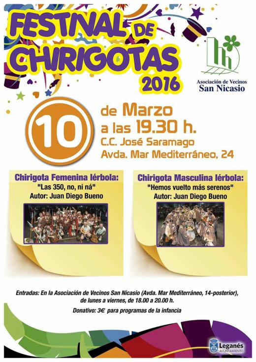 FESTIVAL DE CHIRIGOTAS 2016 IÉRBOLA ASOCIACIÓN VECINOS SAN NICASIO